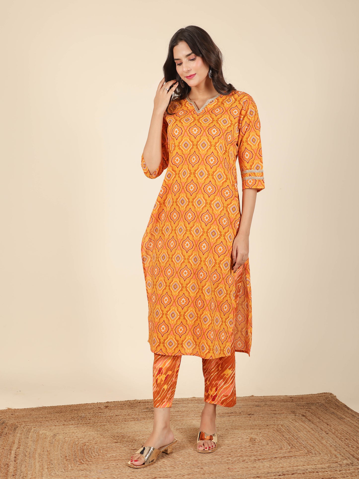 Women's Cotton Yellow Straight Kurta