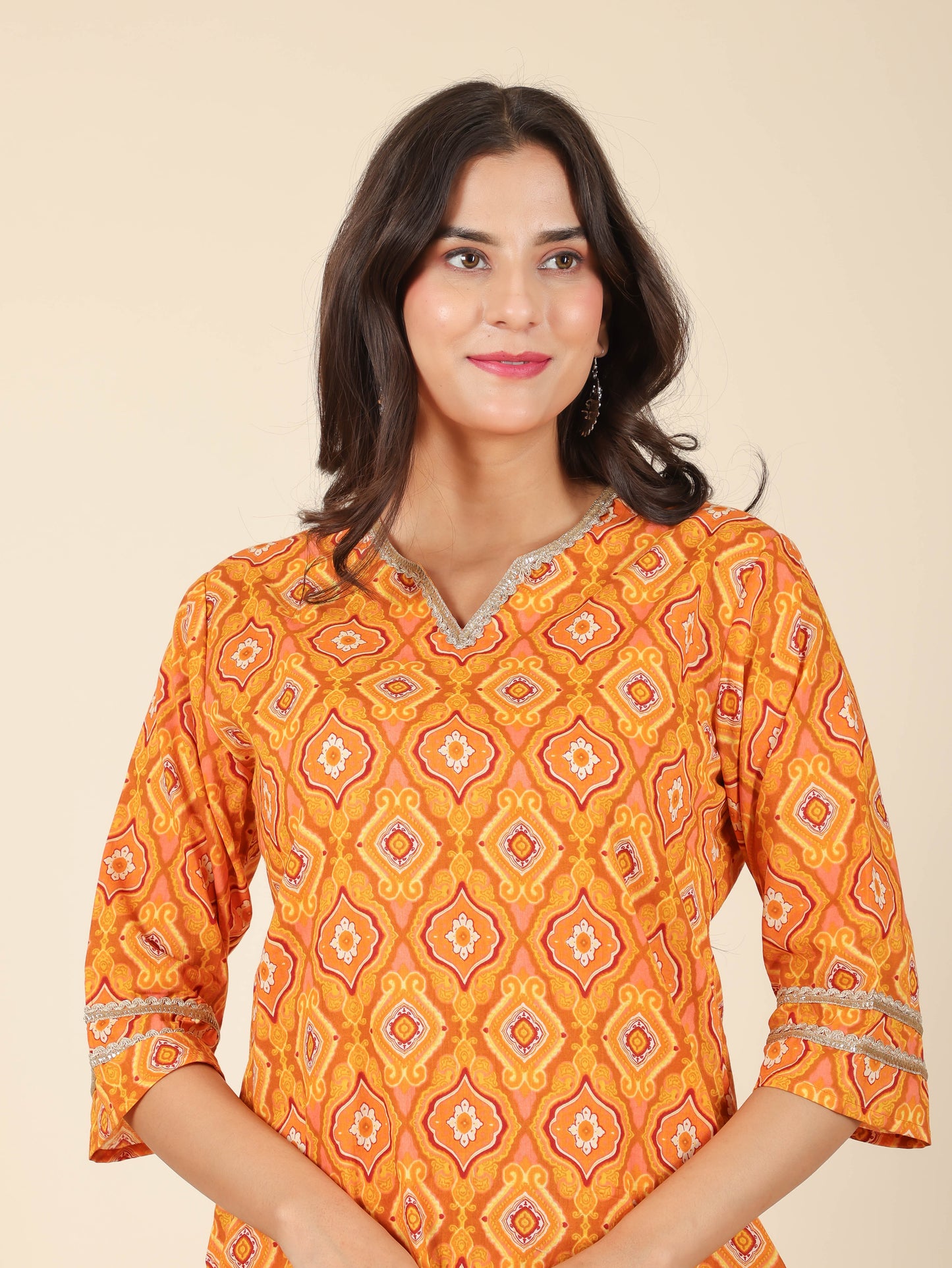 Women's Cotton Yellow Straight Kurta