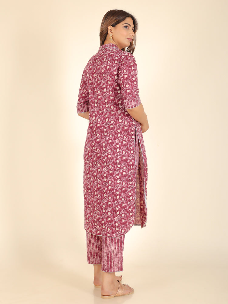 Women's Cotton Purple Pathani Kurta