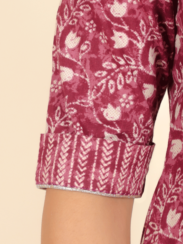 Women's Cotton Purple Pathani Kurta