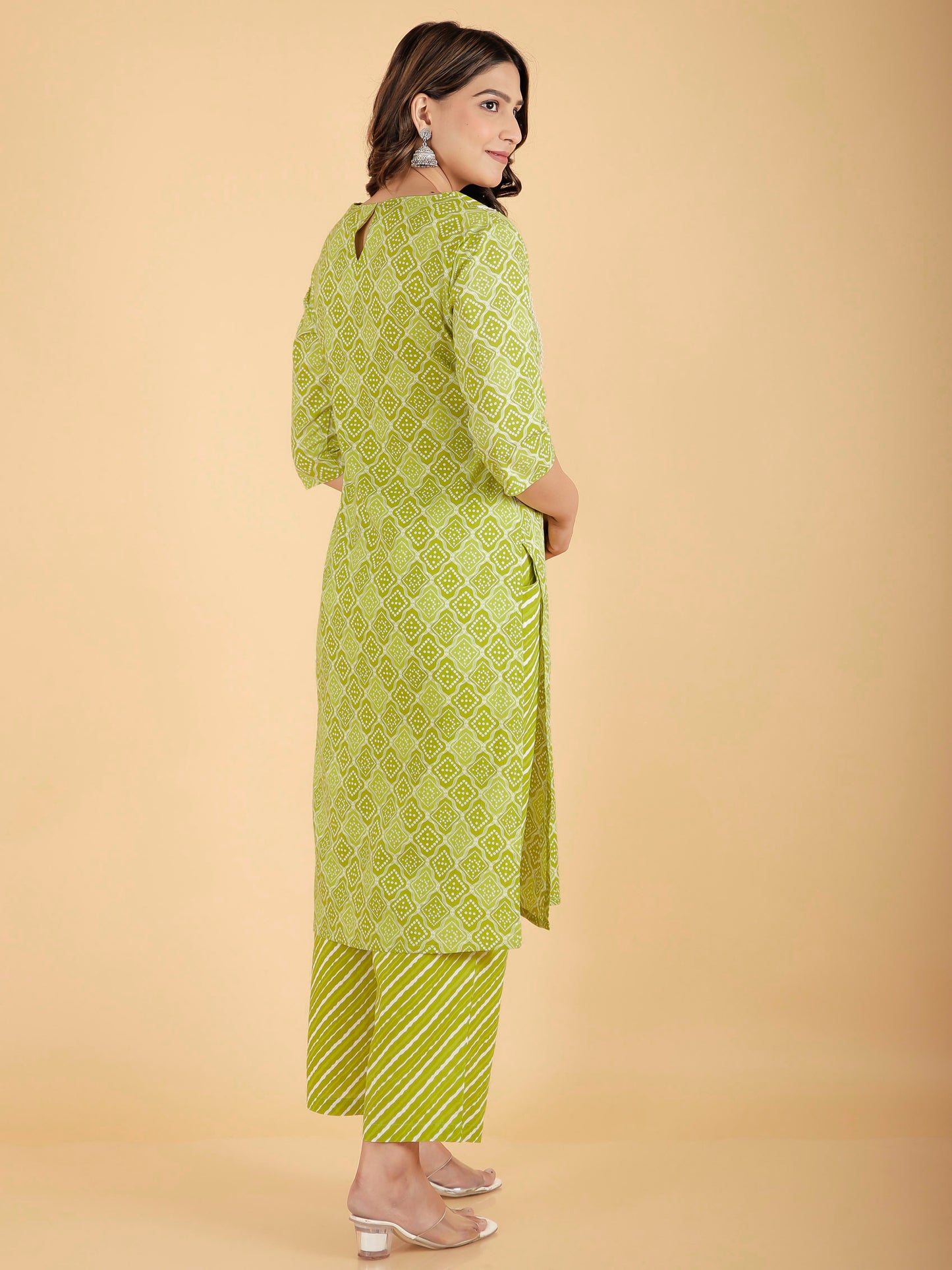 Women's Cotton Green Straight Kurta