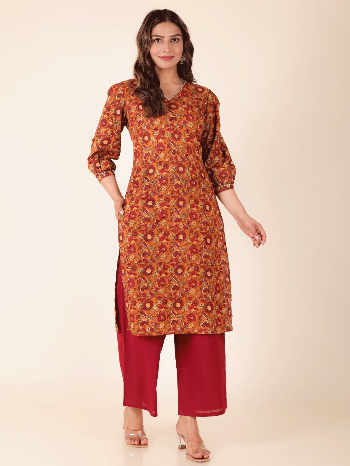 Women's Cotton Yellow Straight Kurta