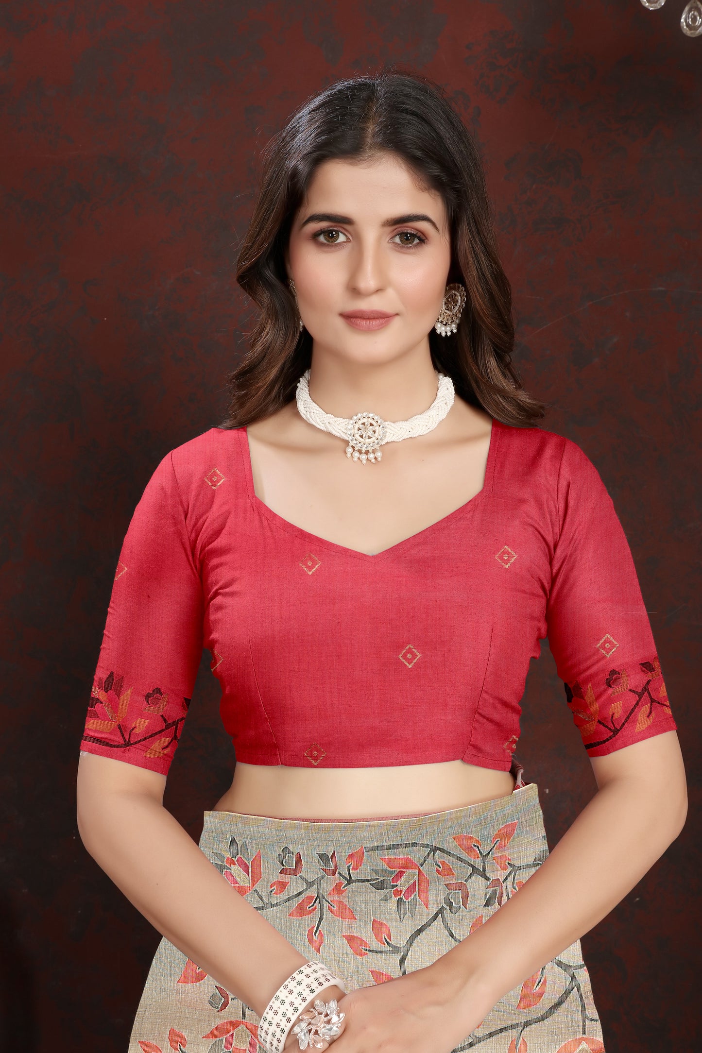 Dhiyona GR Women's Trisha Hot Pink Pure Mul Cotton Jamdani Saree