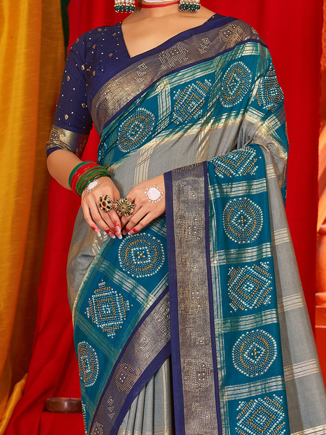 Women's Tussar Silk Navy Blue Woven Design Designer Saree With Blouse Piece