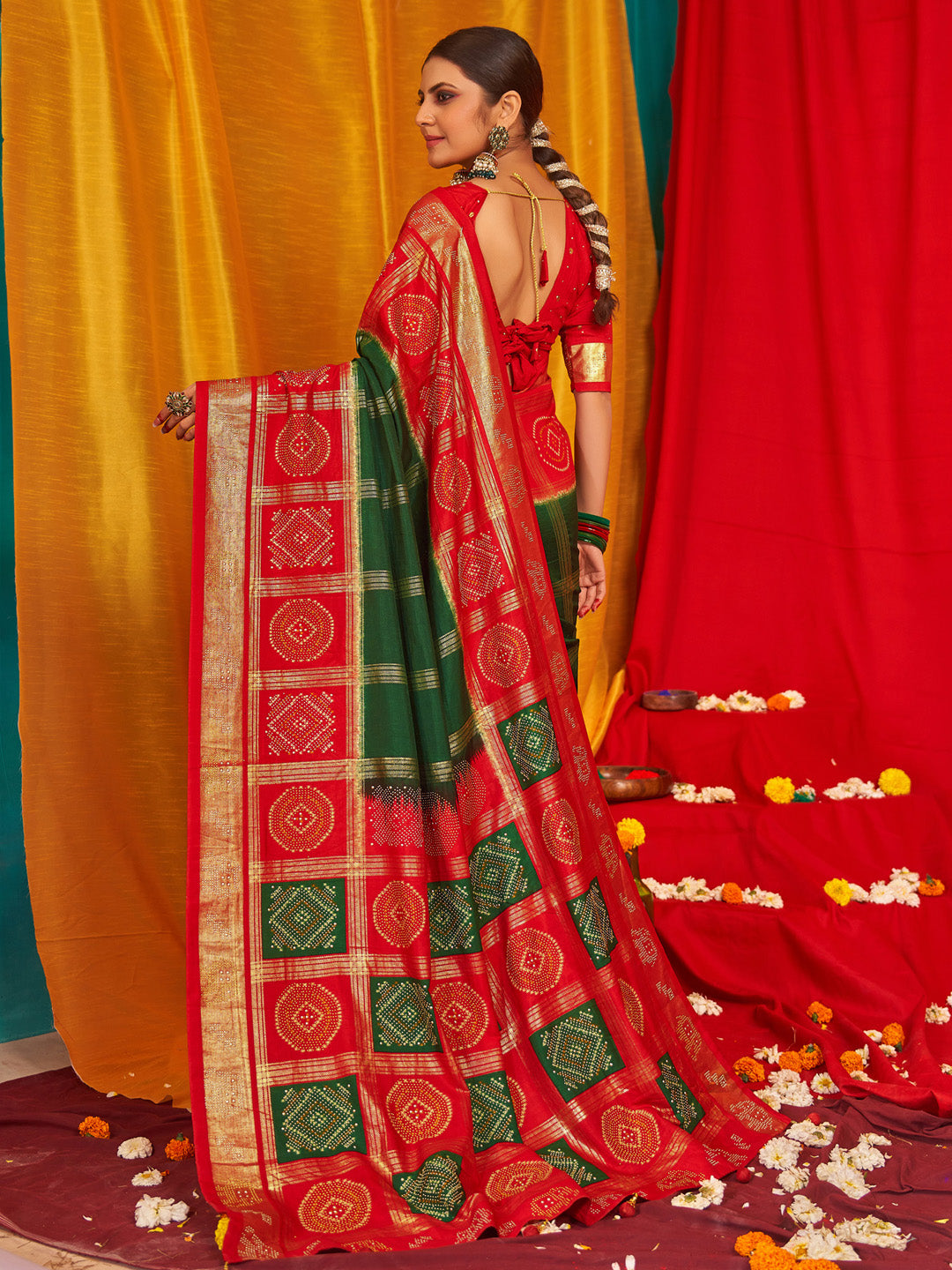 Women's Tussar Silk Red Woven Design Designer Saree With Blouse Piece