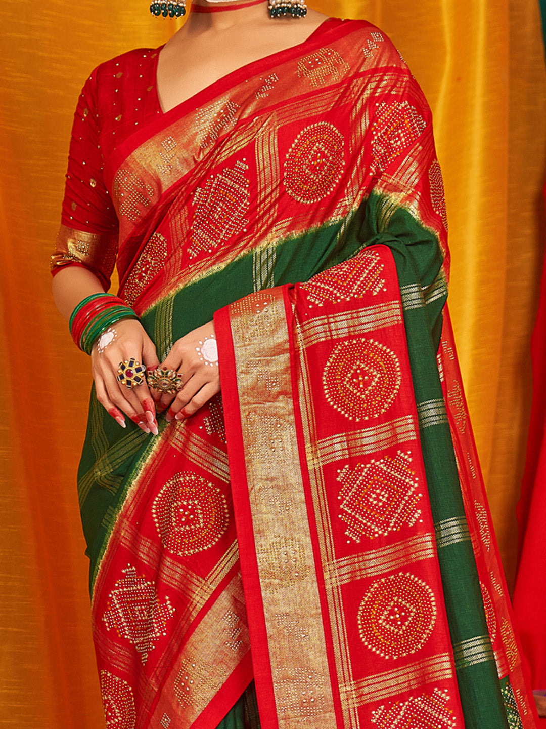 Women's Tussar Silk Red Woven Design Designer Saree With Blouse Piece