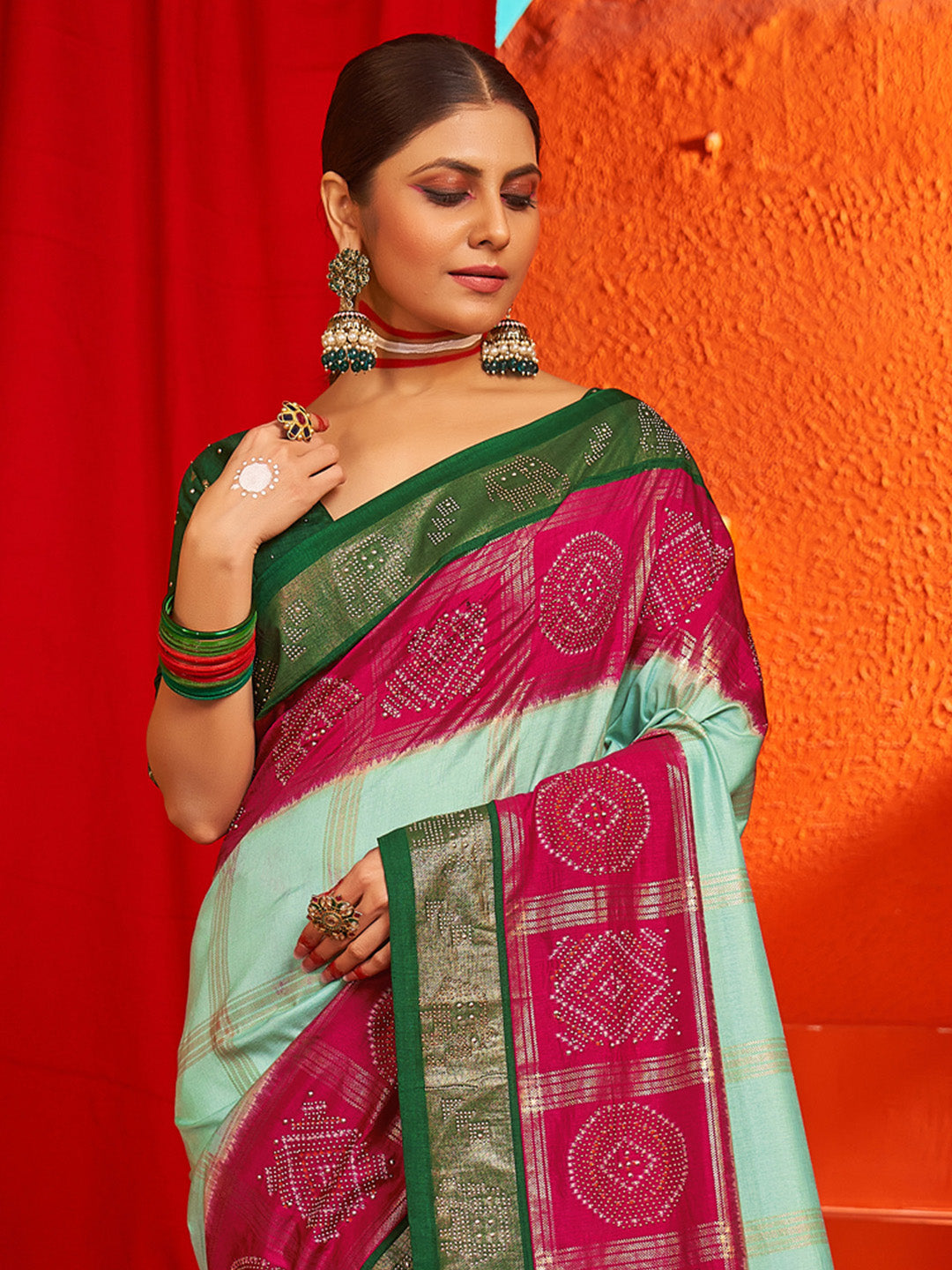 Women's Tussar Silk Green Woven Design Designer Saree With Blouse Piece