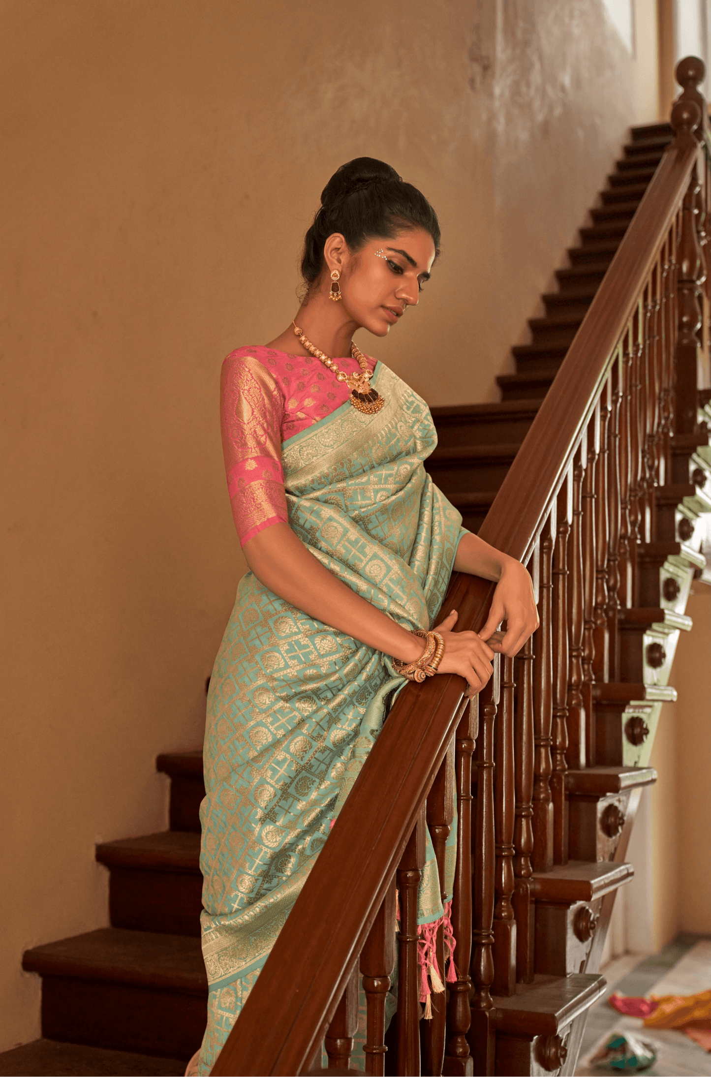 Dhiyona KM Women Whispers Of Mint: A Tale Woven In Silk