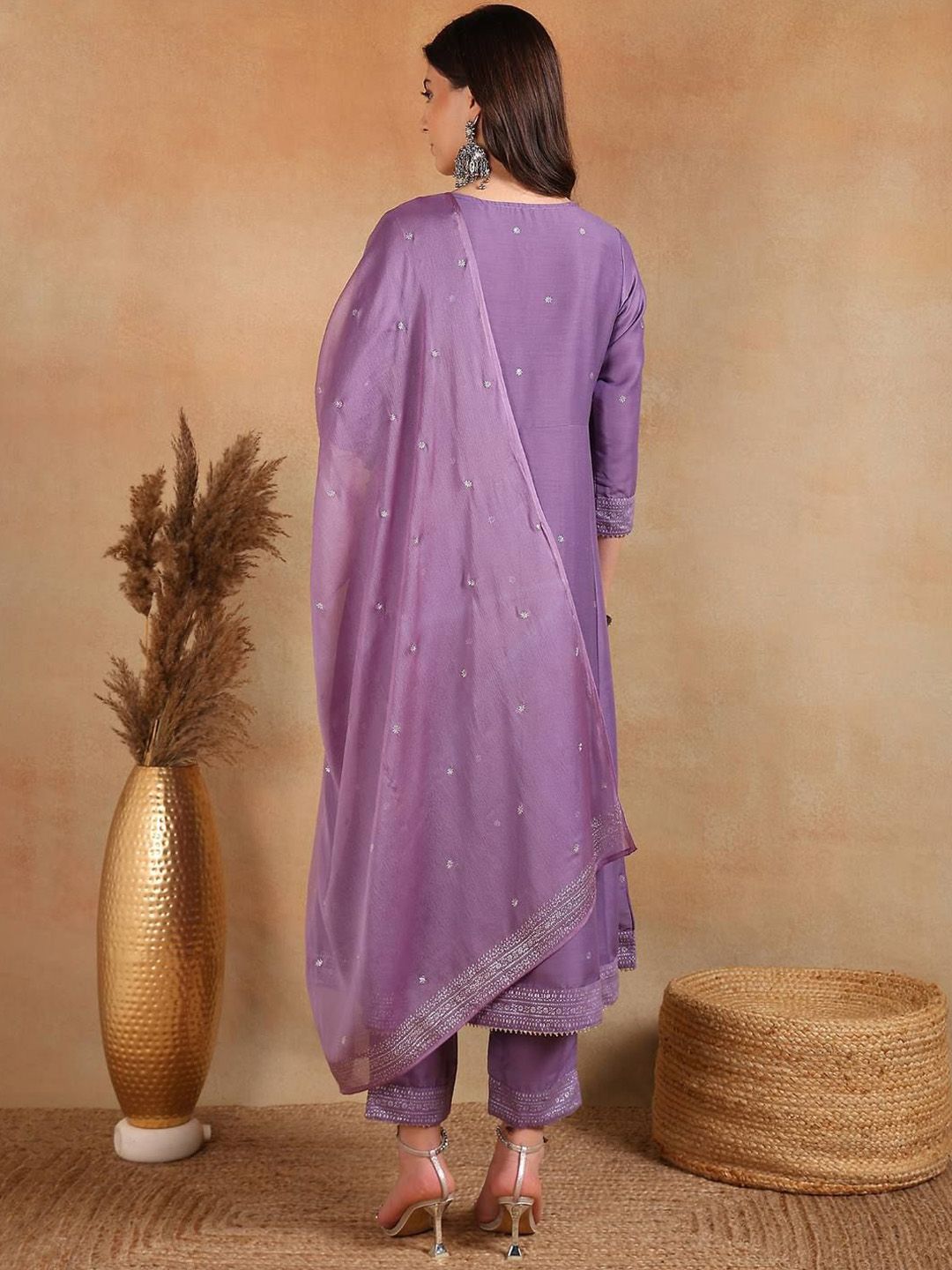 Dhiyona PD Women Women Woven Design Anarkali Kurta with Trouser & Dupatta