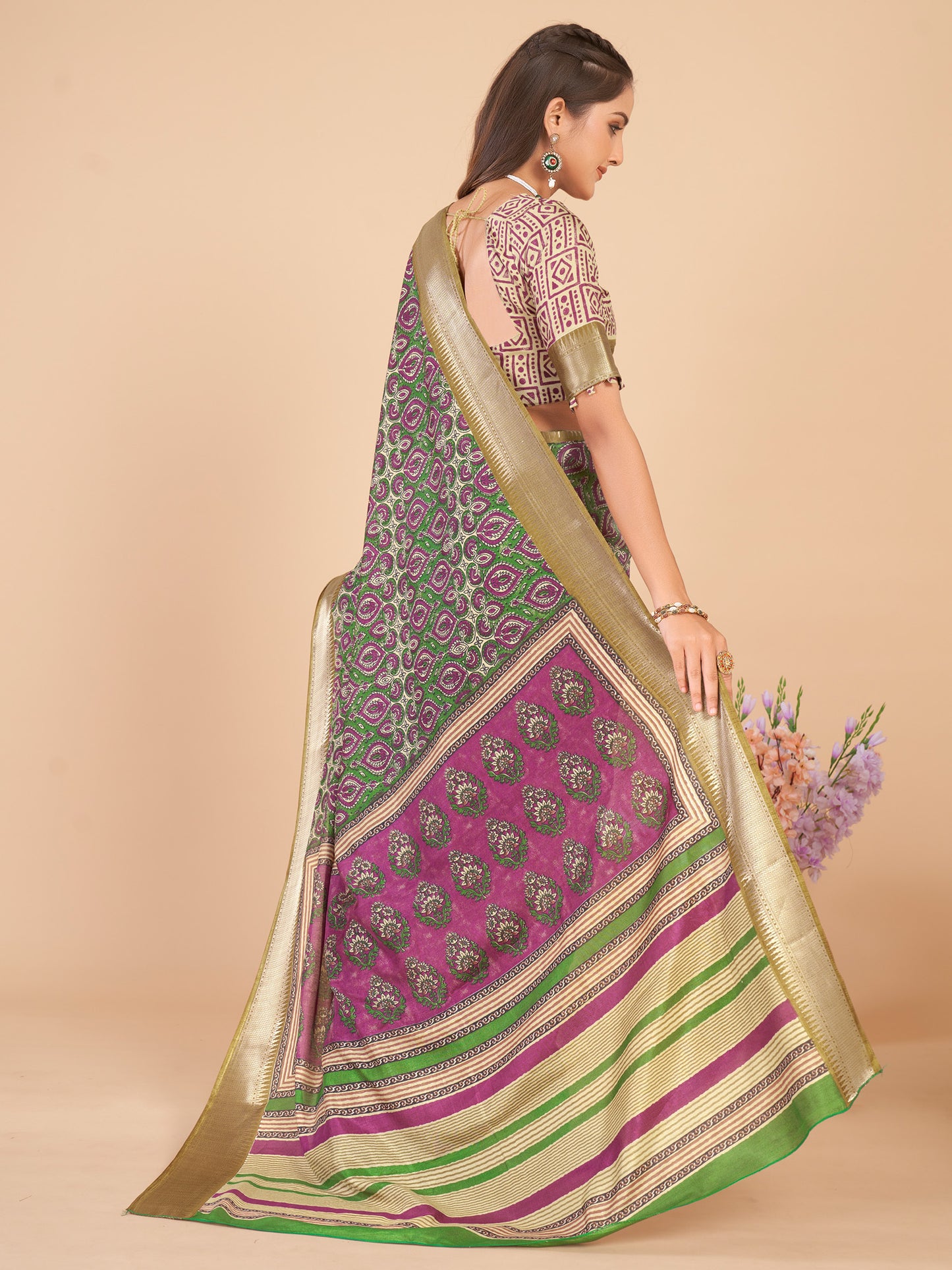 Women's Dola Silk Green Woven Design Designer Saree With Blouse Piece