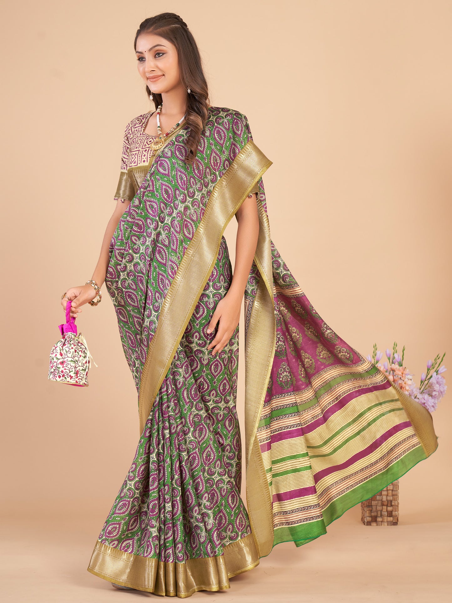 Women's Dola Silk Green Woven Design Designer Saree With Blouse Piece