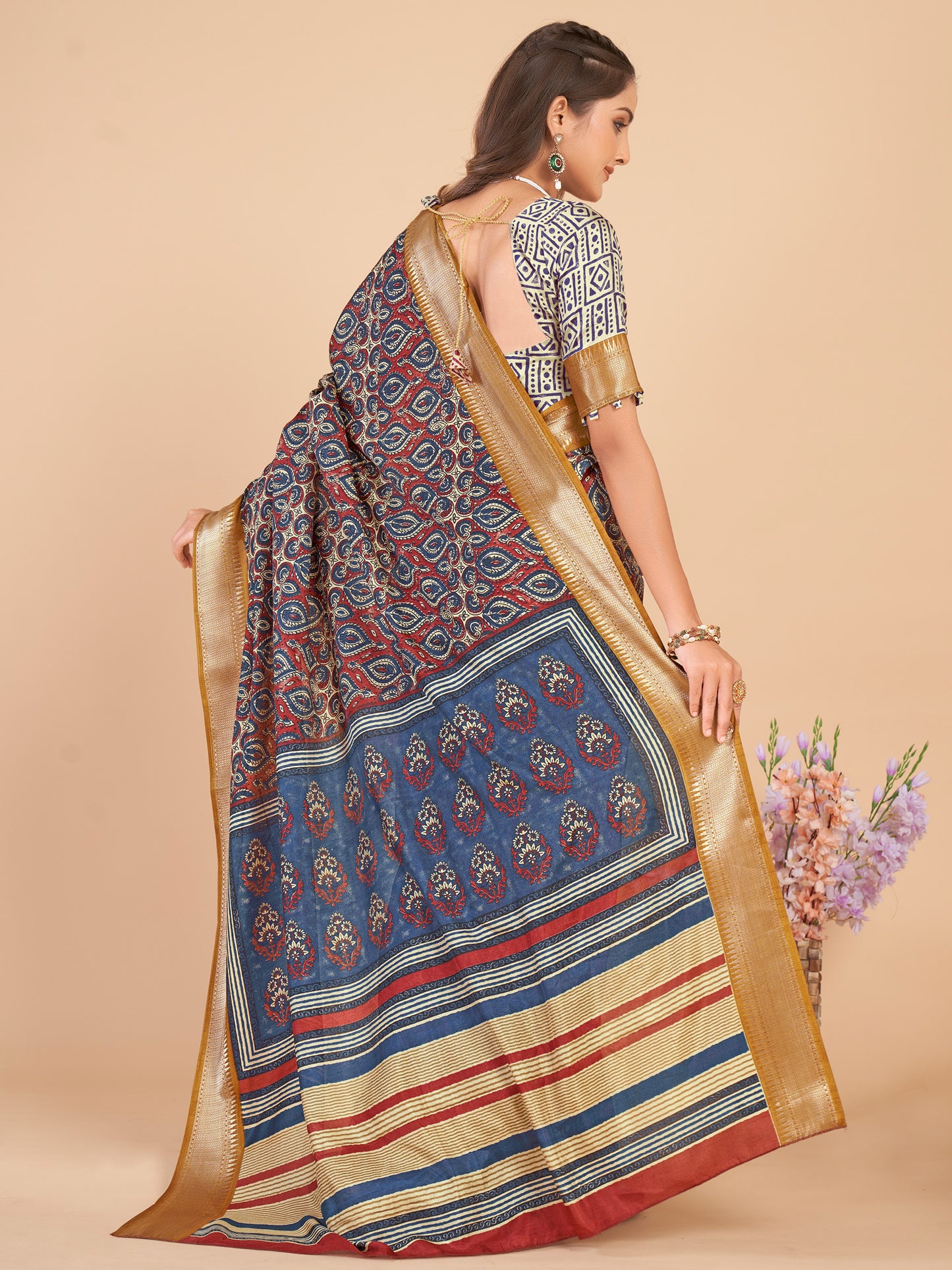 Women's Dola Silk Brown Woven Design Designer Saree With Blouse Piece