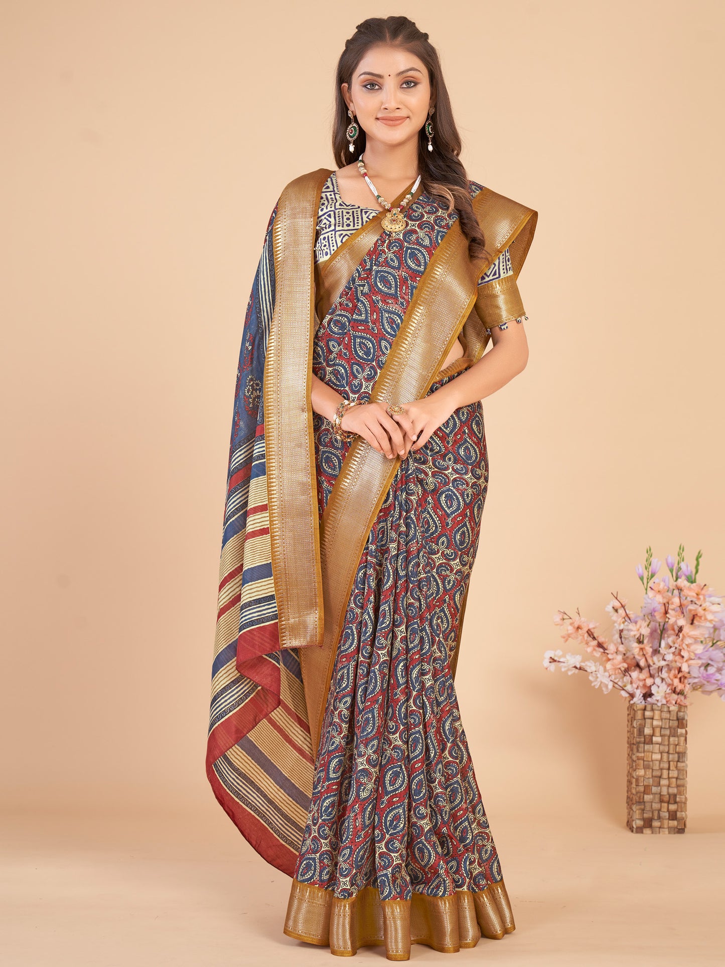Women's Dola Silk Brown Woven Design Designer Saree With Blouse Piece