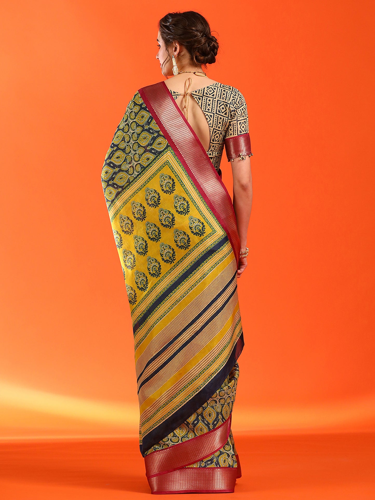 Women's Dola Silk Mustard Woven Design Designer Saree With Blouse Piece