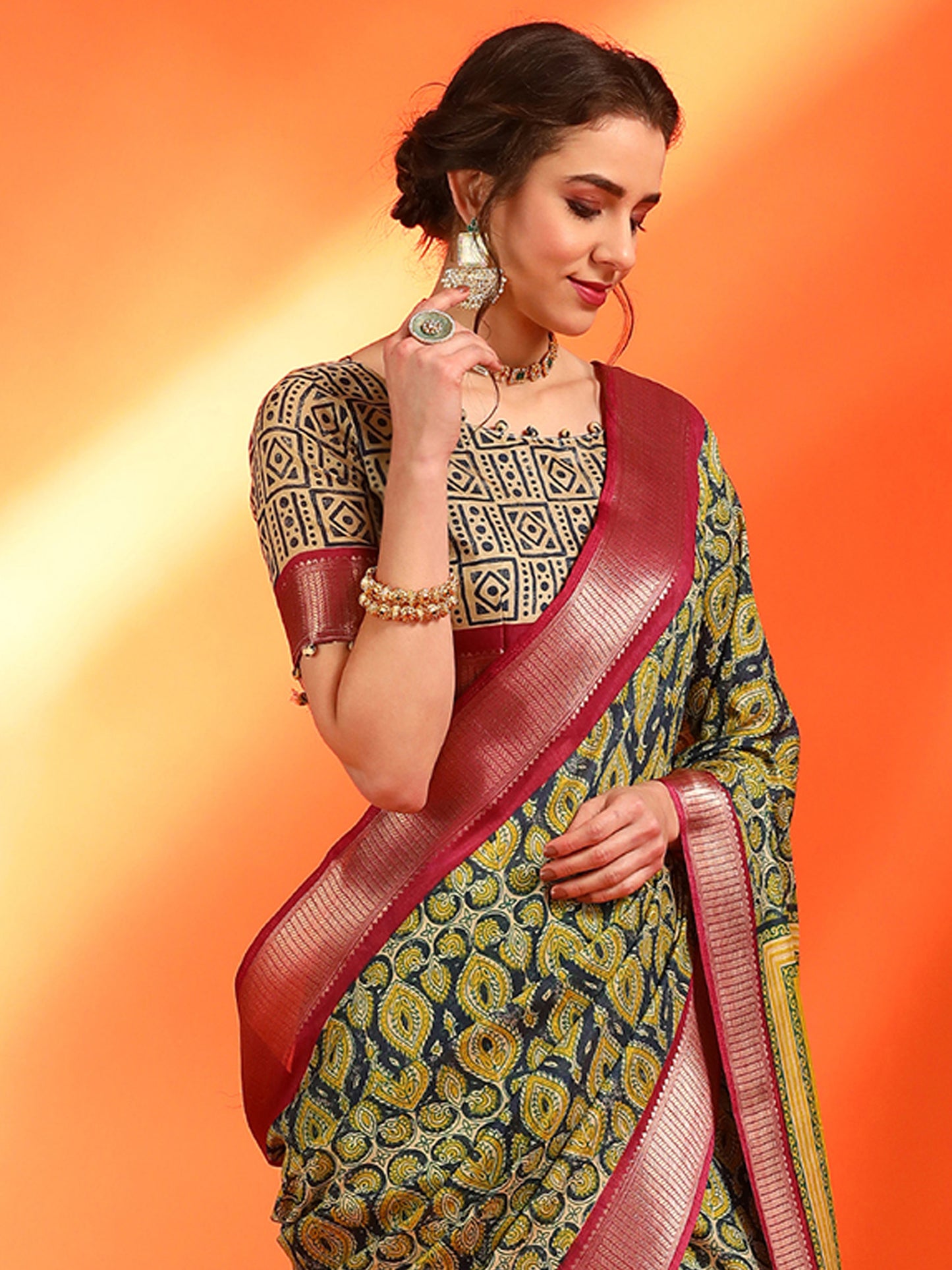 Women's Dola Silk Mustard Woven Design Designer Saree With Blouse Piece