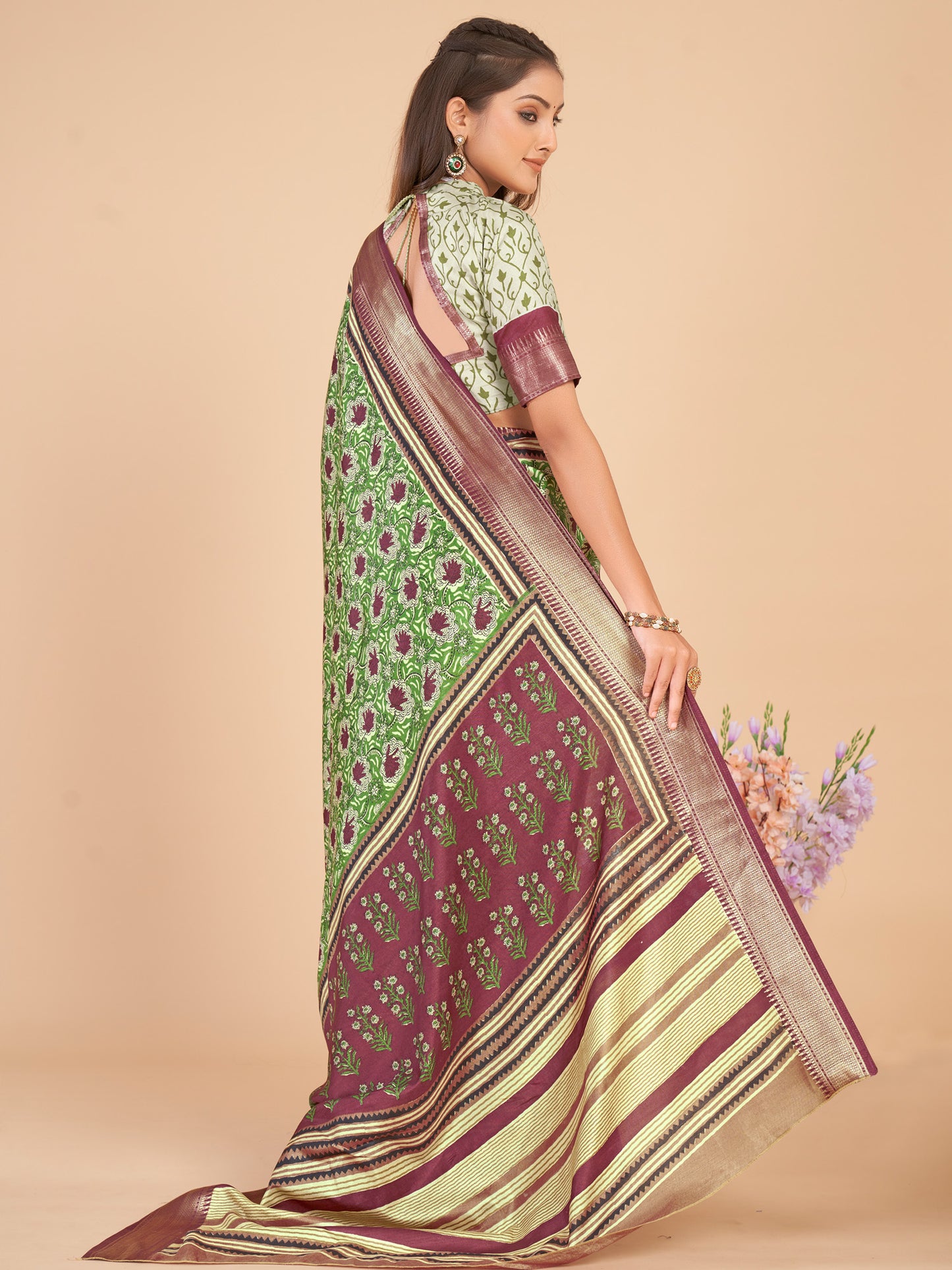 Women's Dola Silk Light Green Woven Design Designer Saree With Blouse Piece