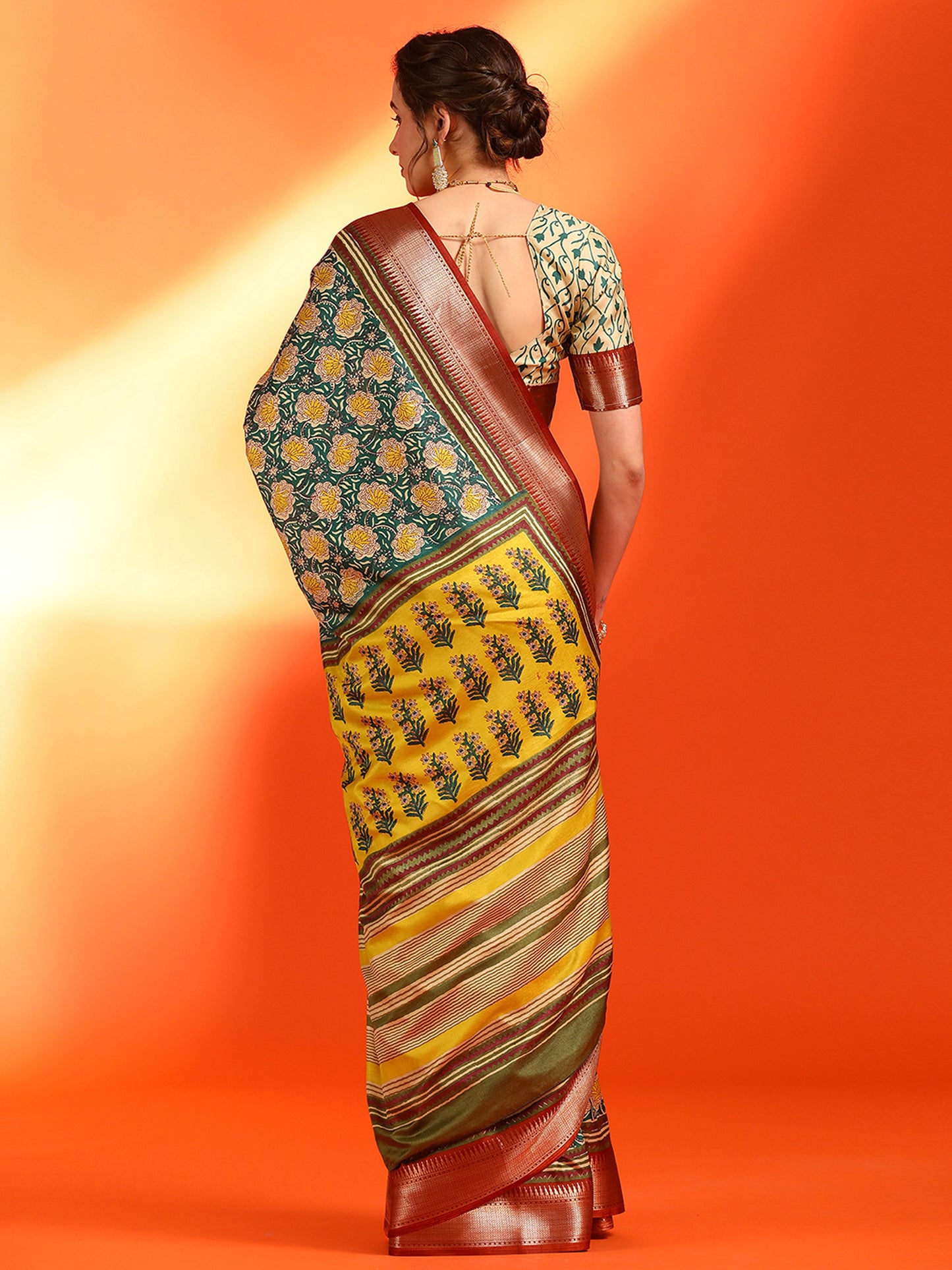 Women's Dola Silk Dark Green Woven Design Designer Saree With Blouse Piece