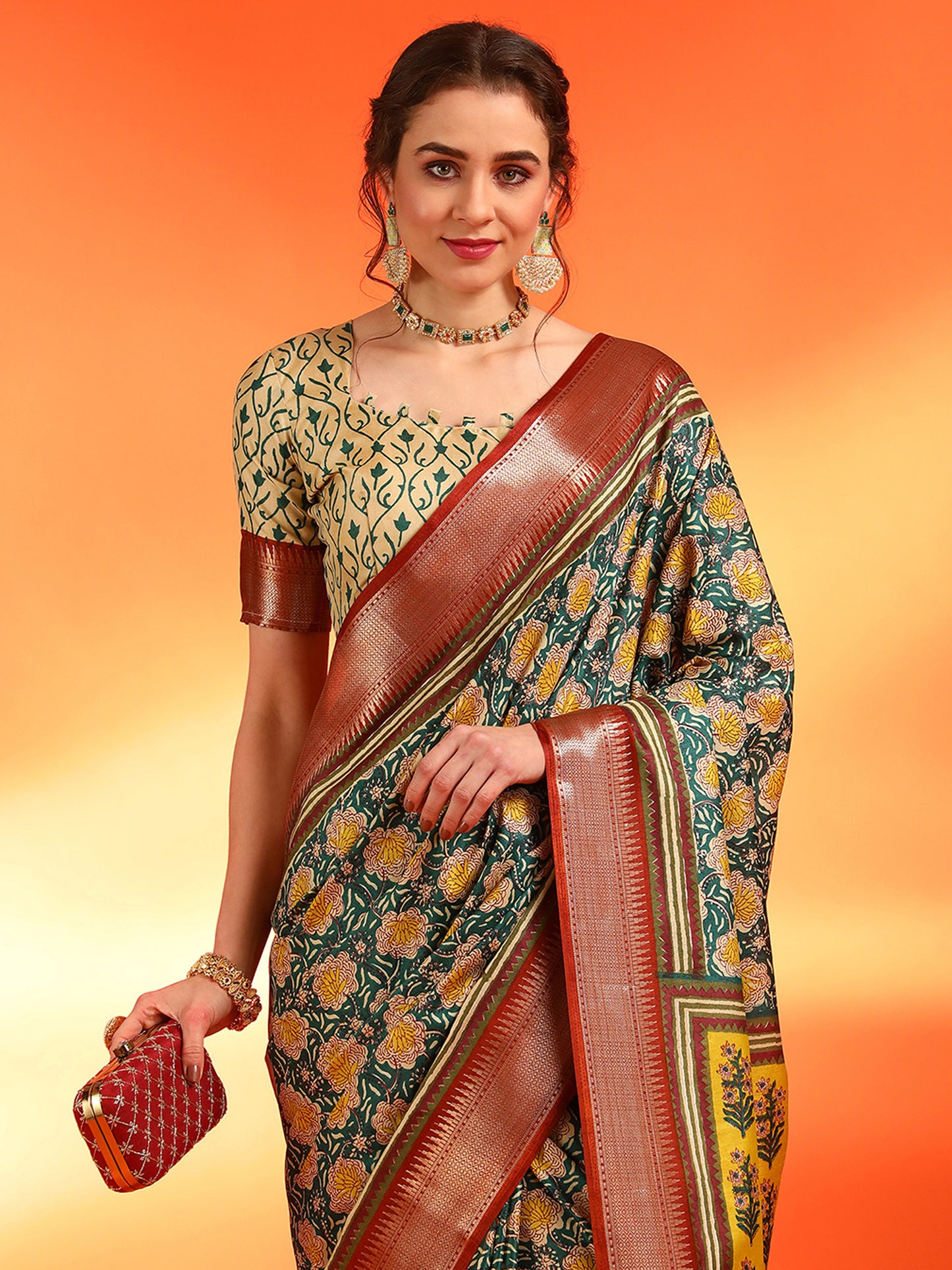 Women's Dola Silk Dark Green Woven Design Designer Saree With Blouse Piece