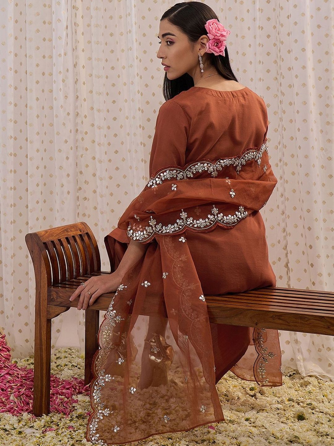 Women Ethnic Motifs Embroidered Kurta with Trousers & Dupatta