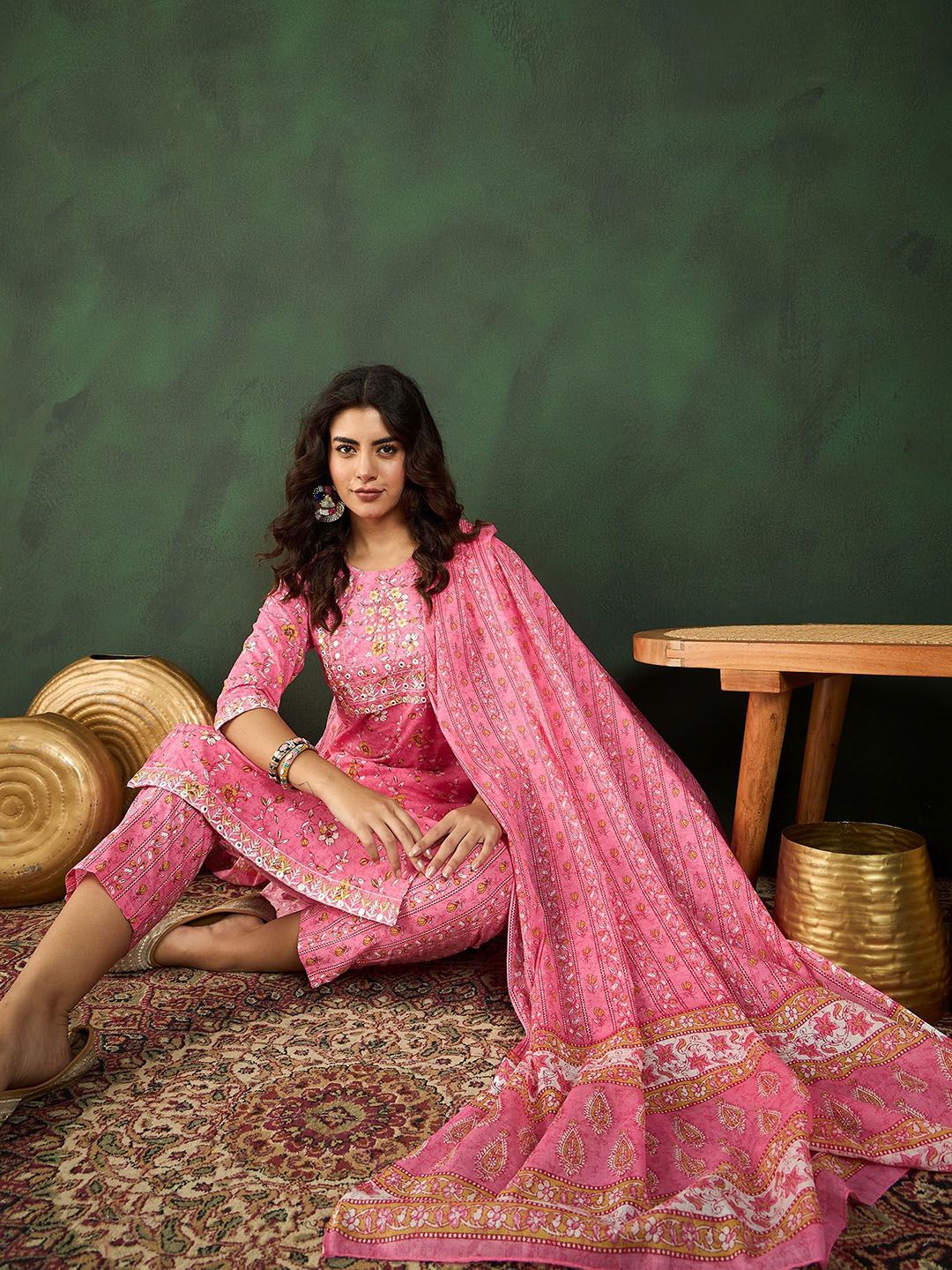 Dhiyona SN Women's Printed Pure Cotton Kurta Set