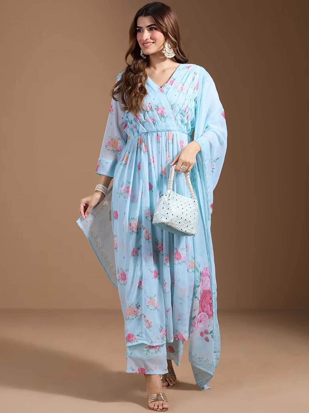 Dhiyona OD Women Floral Printed Regular Kurta with Trousers & With Dupatta