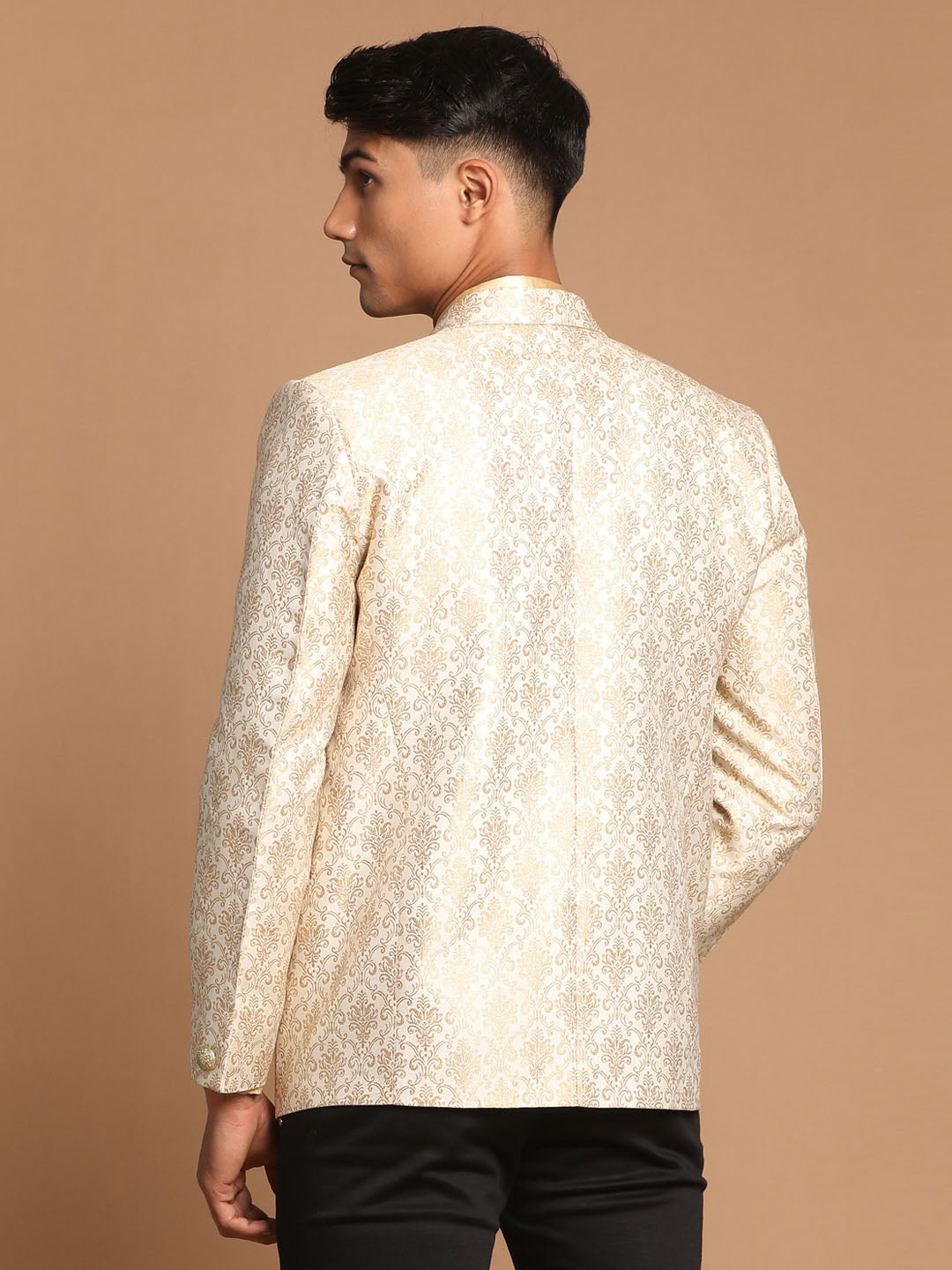 Men's Beige Silk Blend Blazer Blazer
