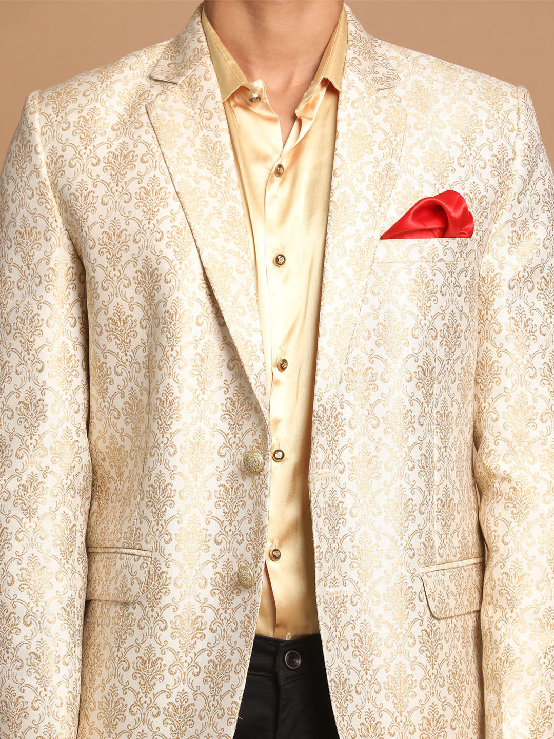 Men's Beige Silk Blend Blazer Blazer