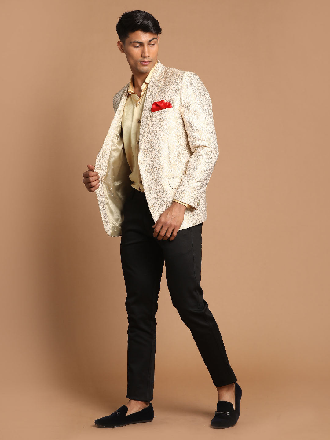 Men's Beige Silk Blend Blazer Blazer