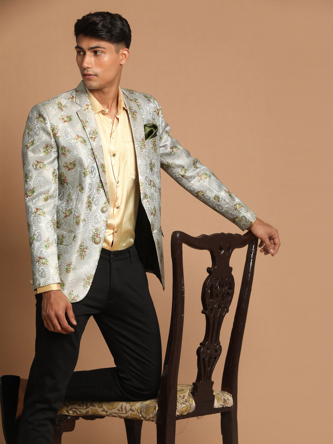 Men's Green Silk Blend Blazer Blazer