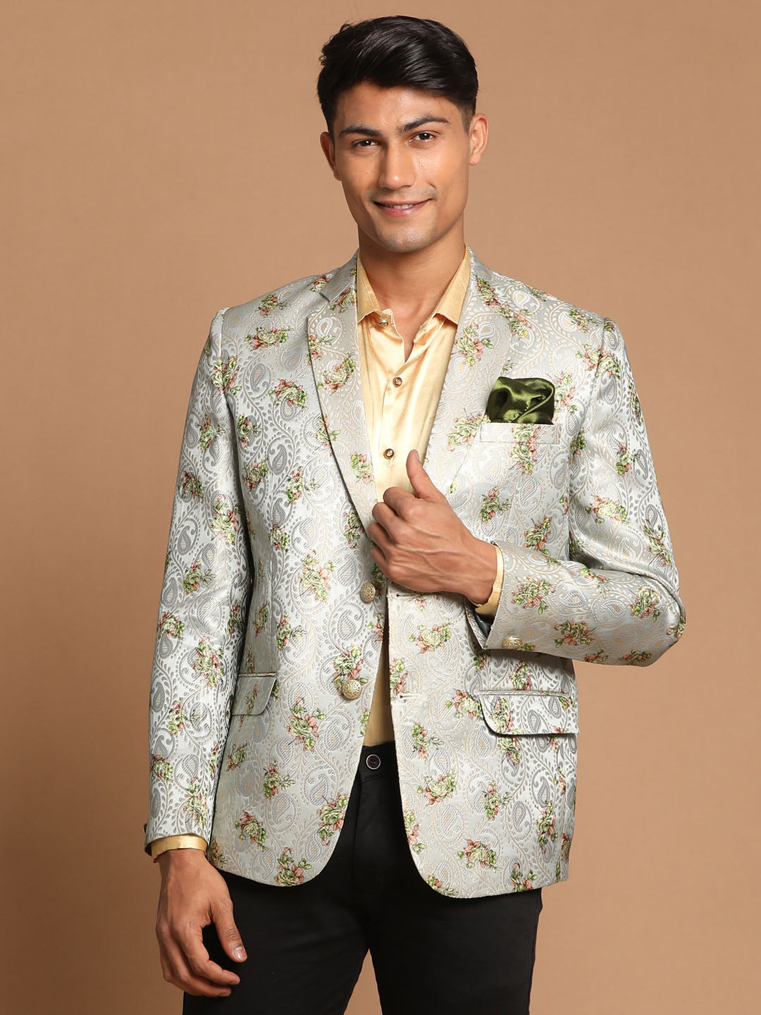 Men's Green Silk Blend Blazer Blazer