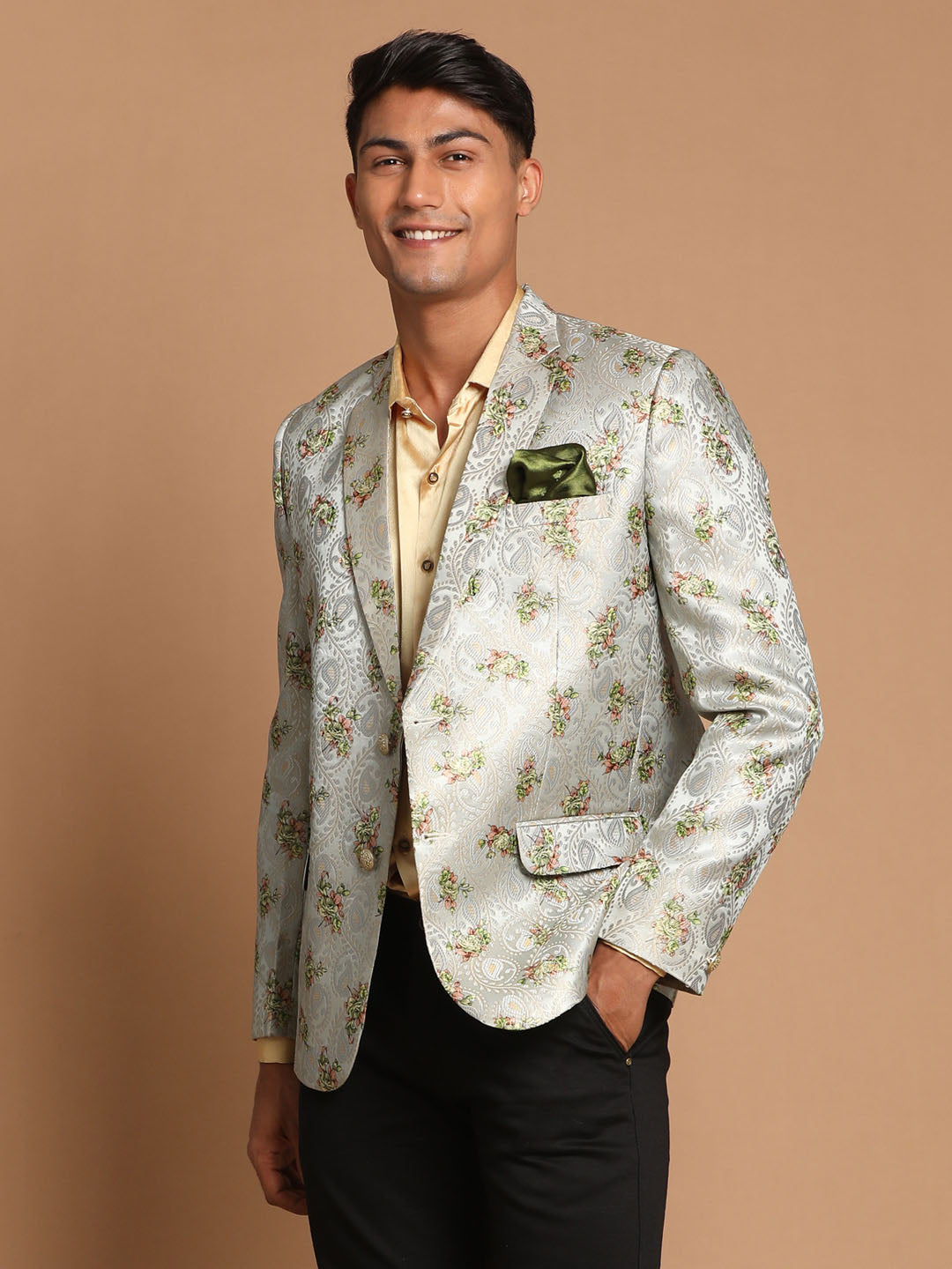 Men's Green Silk Blend Blazer Blazer