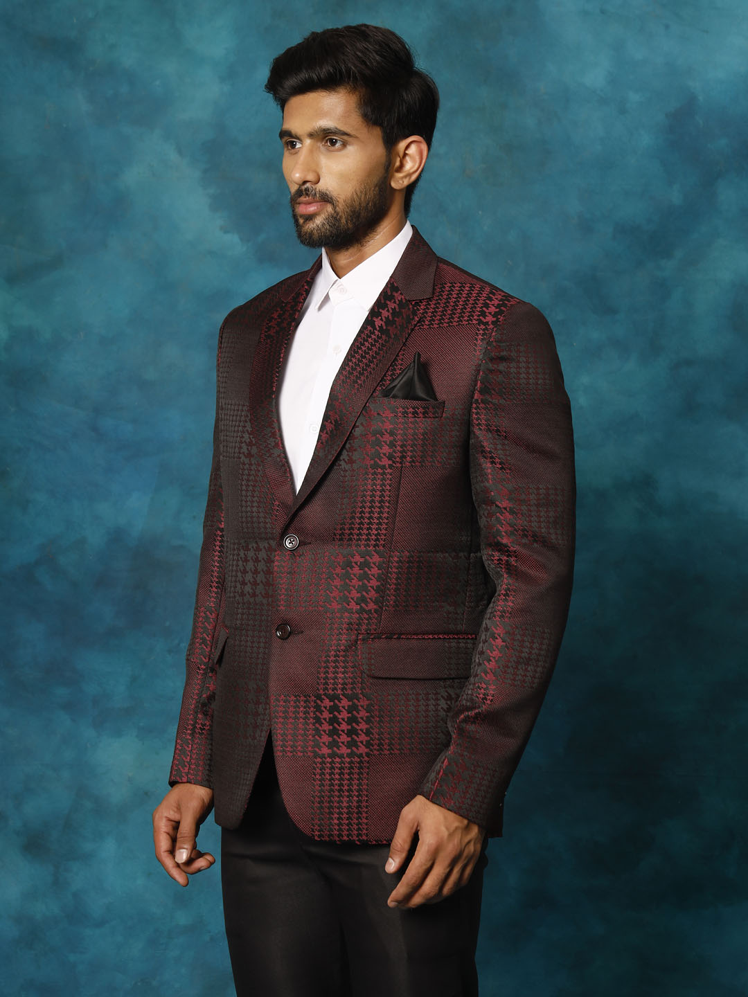 Men's Magenta Cotton Blend Blazer Blazer