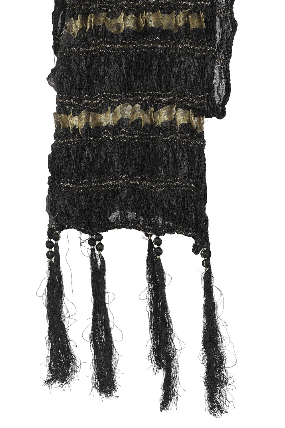 Men's Black And Gold Silk Blend Straight Dupatta