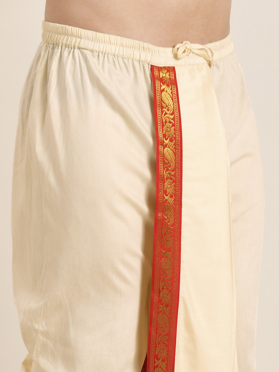 Men's Cream Viscose Straight Kurta Dhoti And Dupatta Set