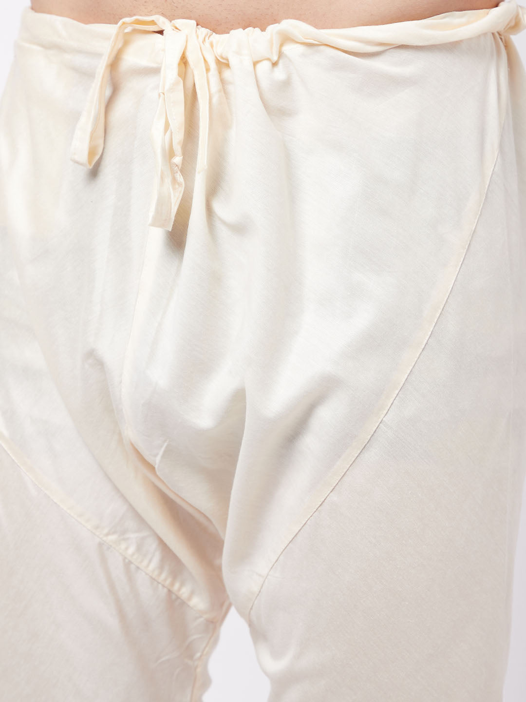 Men's Cream Viscose Straight Jacket Kurta and Pyjama Set