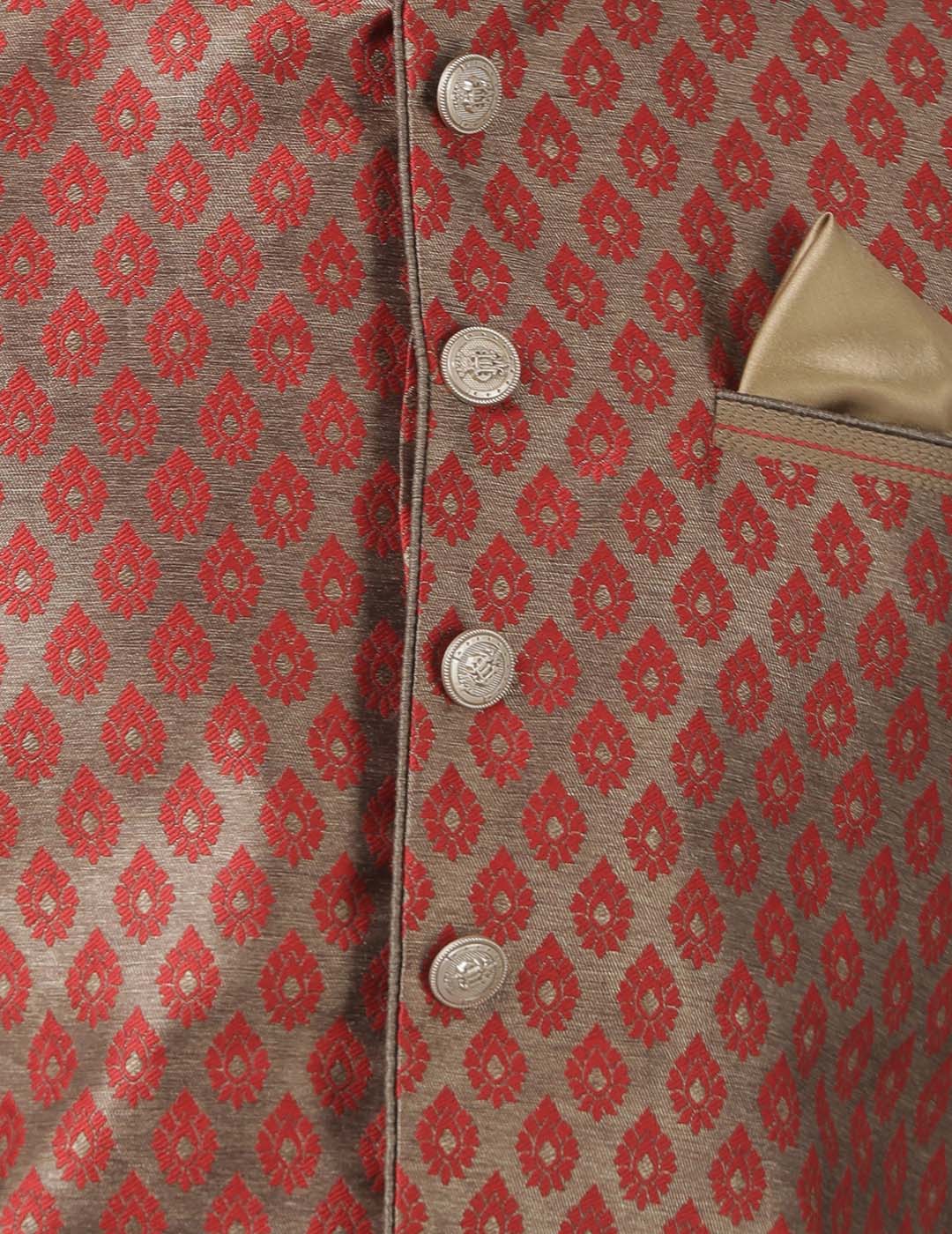 Men's Maroon Silk Blend Straight Nehru Jacket