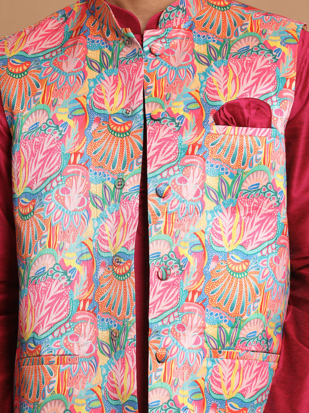 Men's Aqua Viscose Blend Straight Jacket Kurta and Pyjama Set