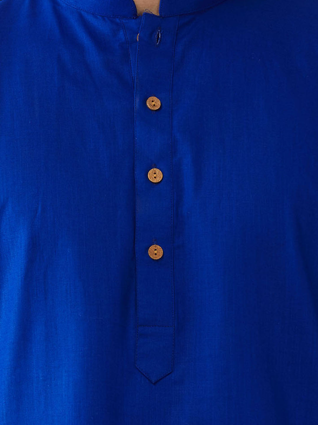 Men's Blue Cotton Blend Straight Jacket Kurta and Pyjama Set