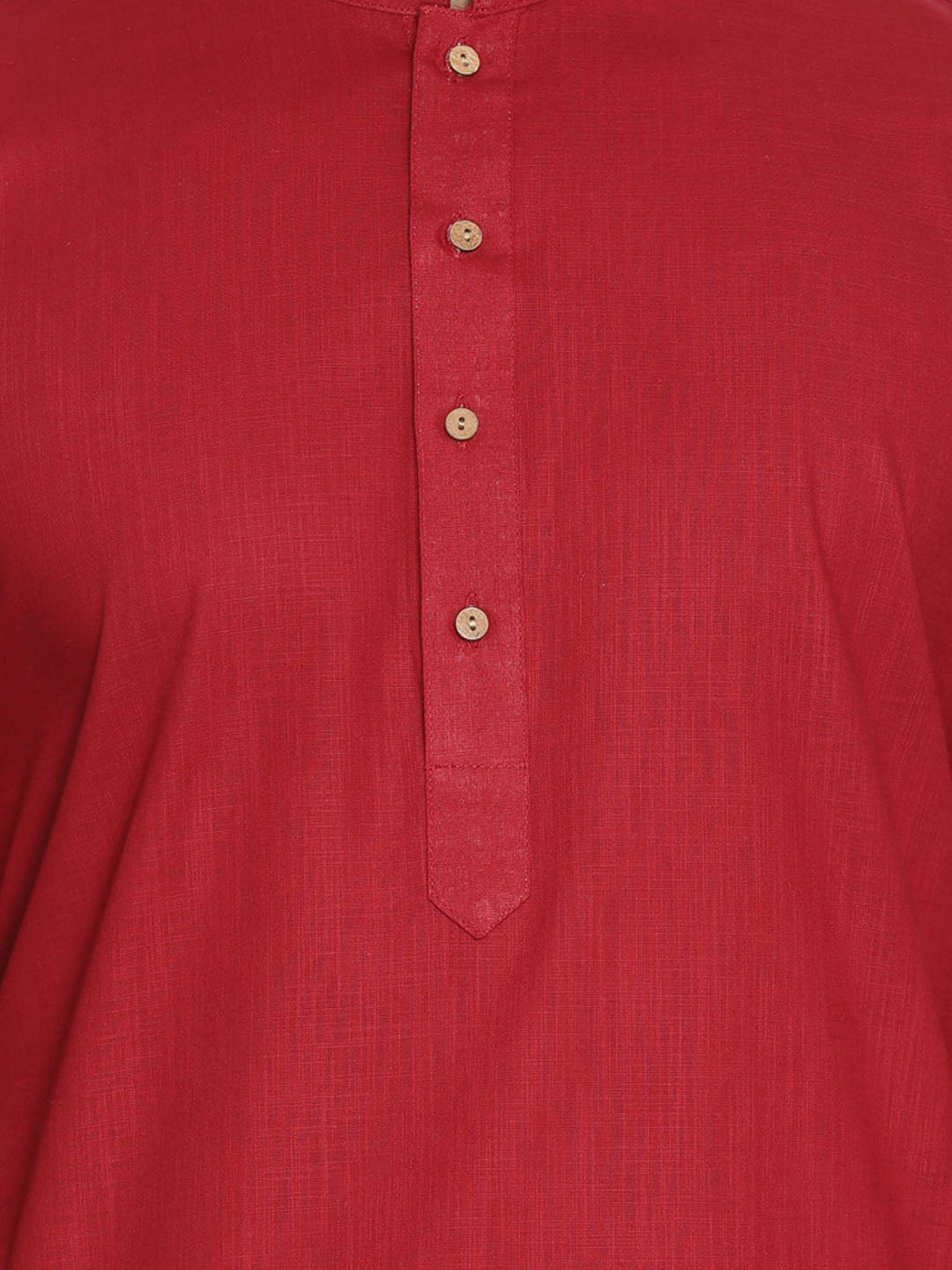 Men's Maroon Cotton Blend Straight Jacket Kurta and Pyjama Set