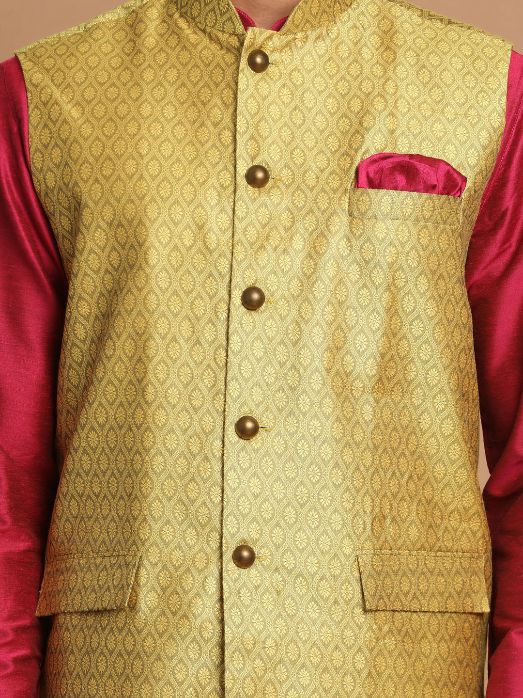 Men's Pink Viscose Straight Jacket Kurta and Pyjama Set
