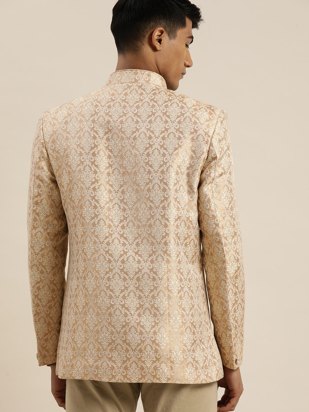 Men's Gold Silk Blend Straight Jodhpuri