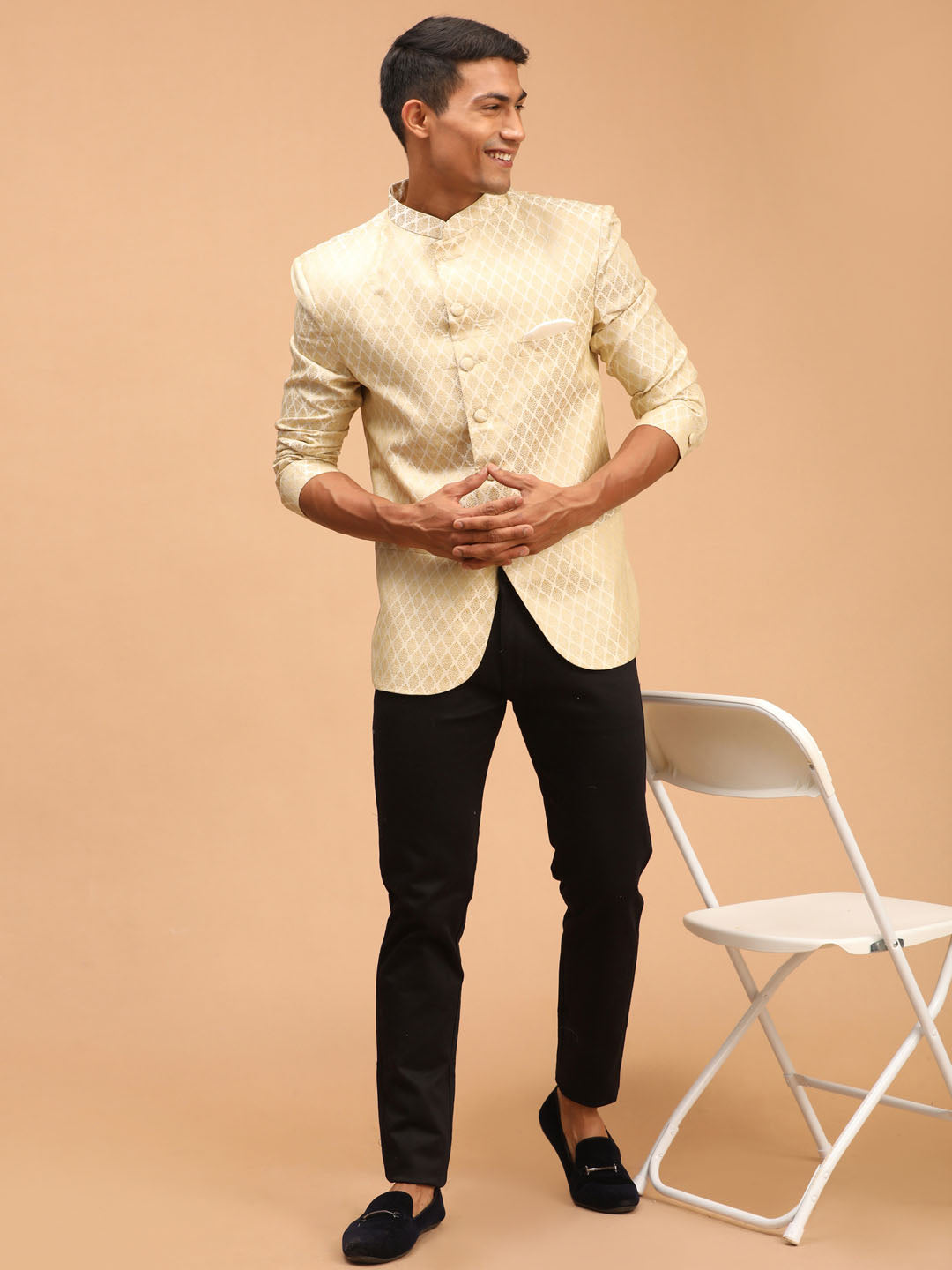 Men's Cream Silk Blend Straight Jodhpuri