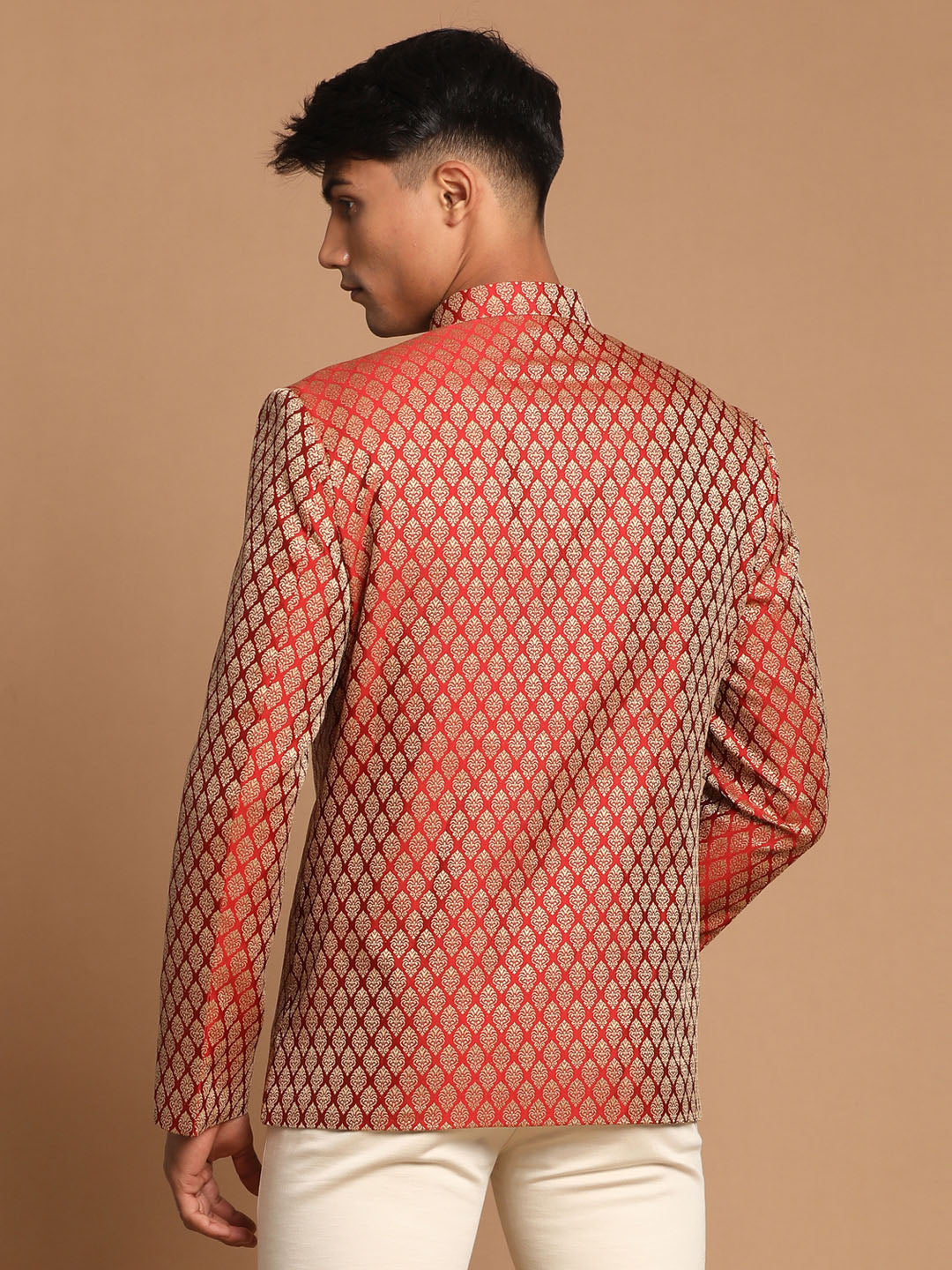 Men's Maroon Silk Blend Straight Jodhpuri