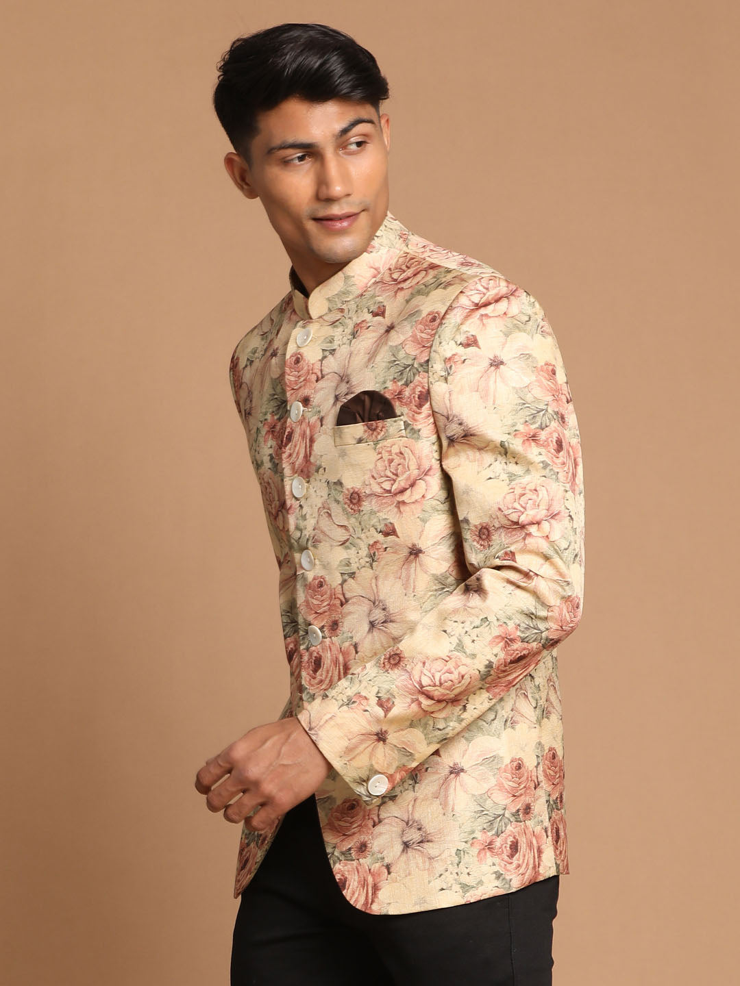 Men's Brown Silk Blend Straight Jodhpuri