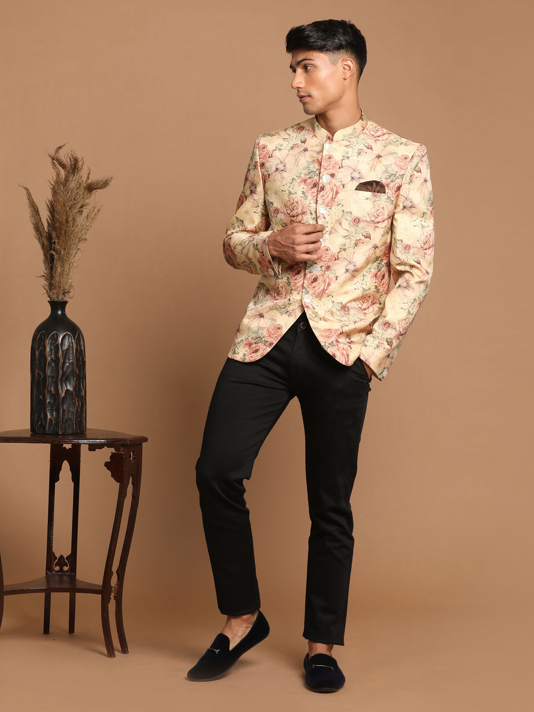 Men's Brown Silk Blend Straight Jodhpuri