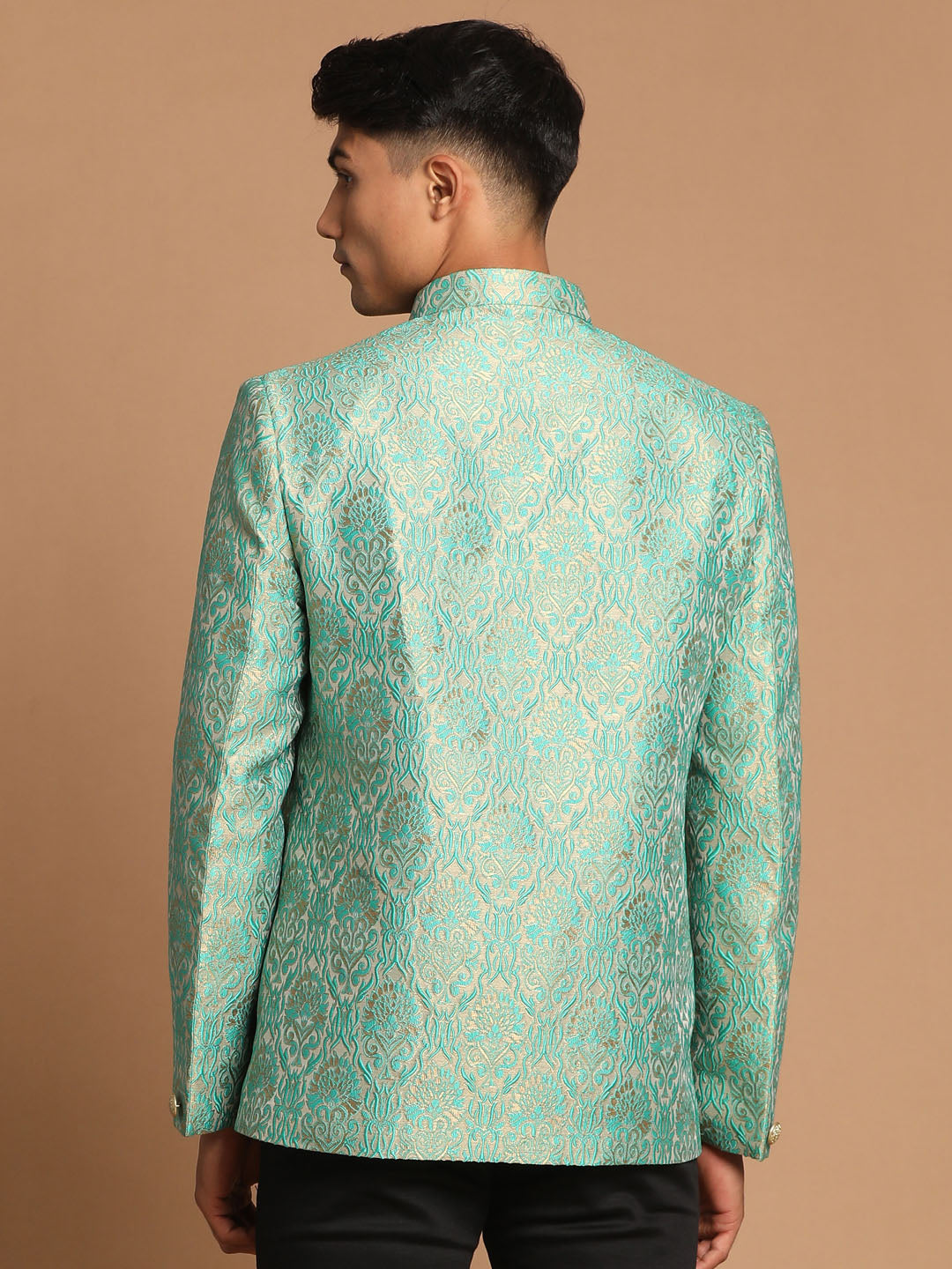Men's Green Silk Blend Straight Jodhpuri