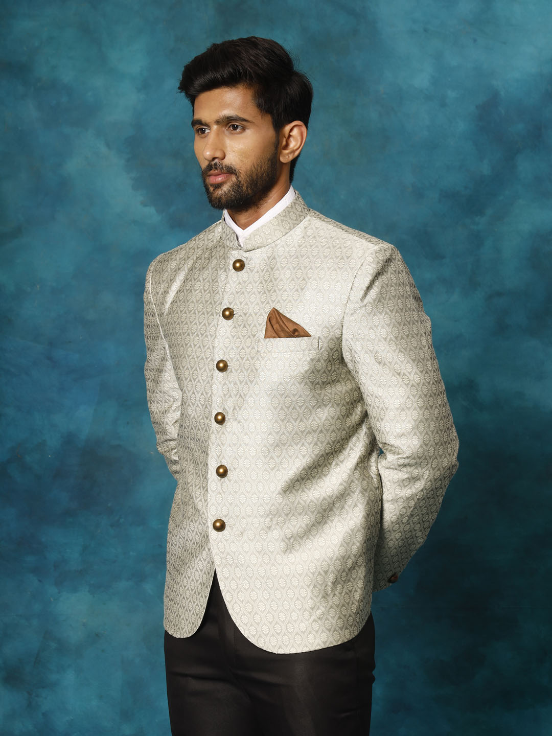 Men's Beige Silk Blend Straight Jodhpuri