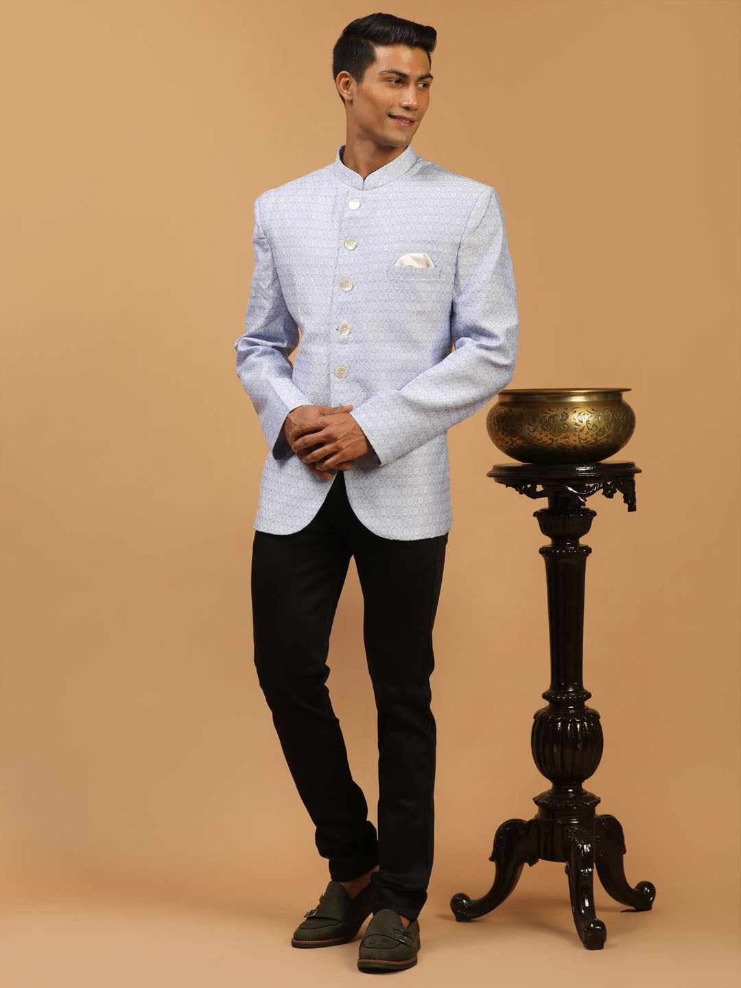 Men's Lavender Silk Blend Straight Jodhpuri