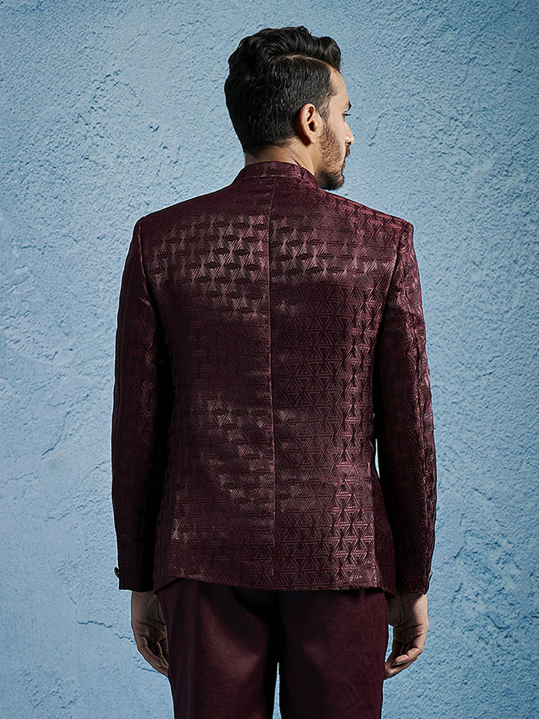 Men's Wine Cotton Straight Jodhpuri