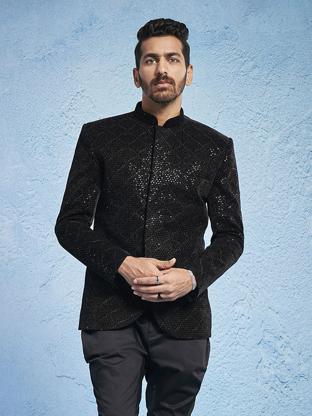 Men's Black Cotton Straight Jodhpuri